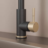Stainless steel kitchen faucet - Imperium Touch Control Dual Function Pull Out sprayer Spout Kitchen Faucet - Brushed Gold - Signature Faucets #color_matte black and brushed gold