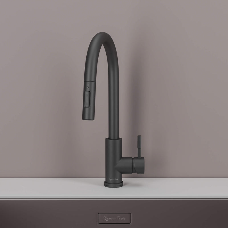 Stainless steel kitchen faucet - Imperium Touch Control Dual Function Pull Out sprayer Spout Kitchen Faucet - Brushed Nickel - Signature Faucets #color_matte black