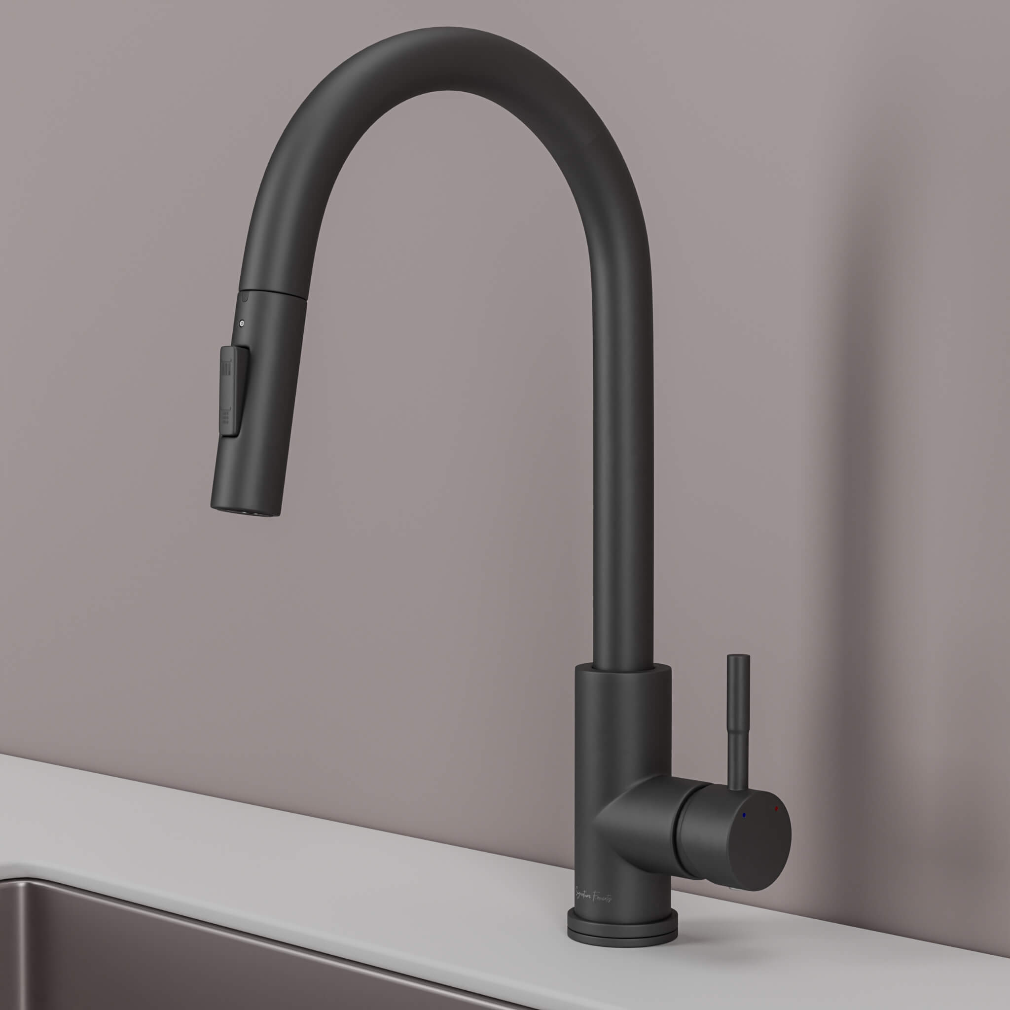 Stainless steel kitchen faucet - Imperium Touch Control Dual Function Pull Out sprayer Spout Kitchen Faucet - Brushed Nickel - Signature Faucets #color_matte black