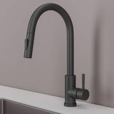 Stainless steel kitchen faucet - Imperium Touch Control Dual Function Pull Out sprayer Spout Kitchen Faucet - Brushed Nickel - Signature Faucets #color_matte black