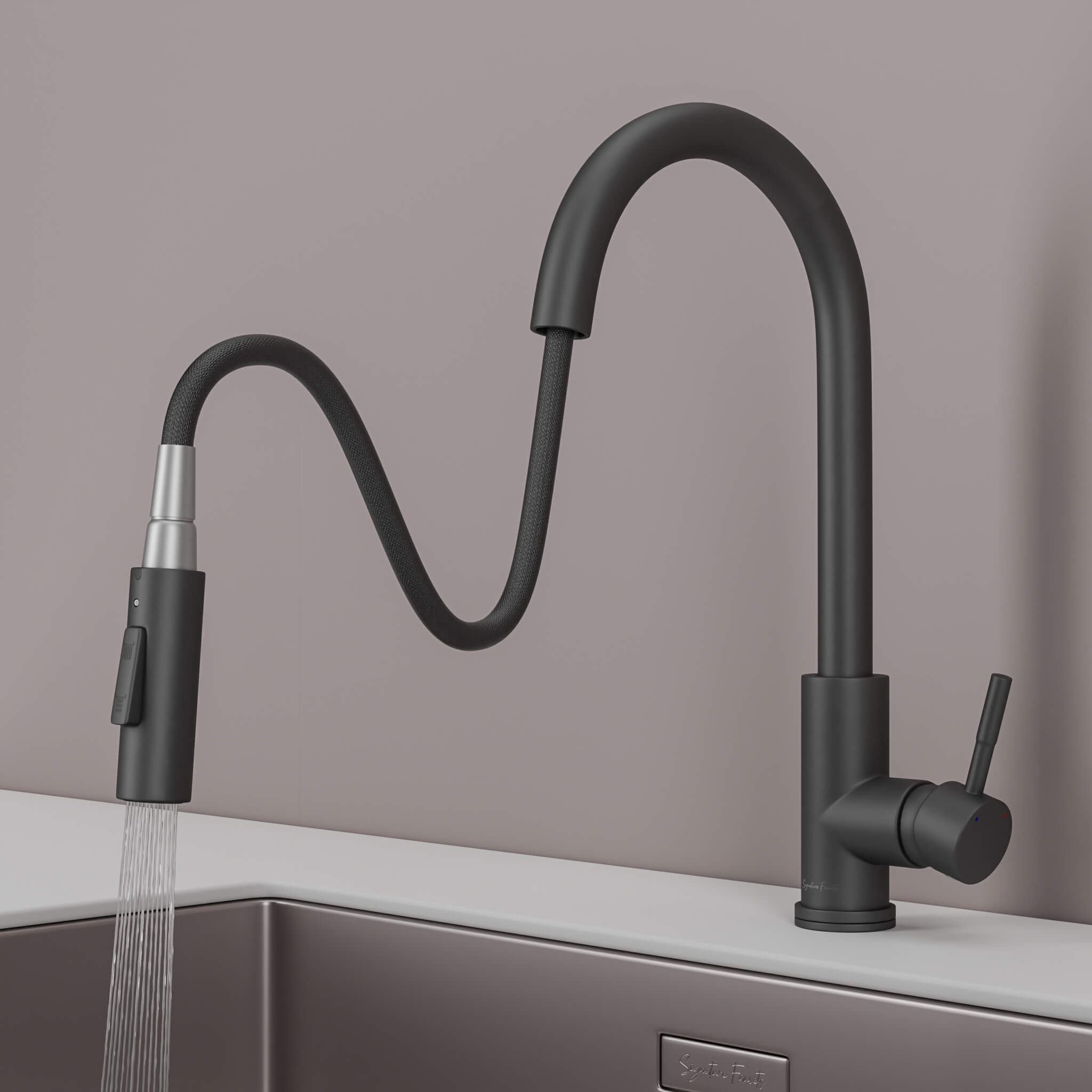 Stainless steel kitchen faucet - Imperium Touch Control Dual Function Pull Out sprayer Spout Kitchen Faucet - Brushed Nickel - Signature Faucets #color_matte black