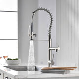 Kitchen Faucet - Klempner Professional Pull Down Spray Dual Handle Swivel Spout Kitchen Faucet - Brushed Nickel - Signature Faucets