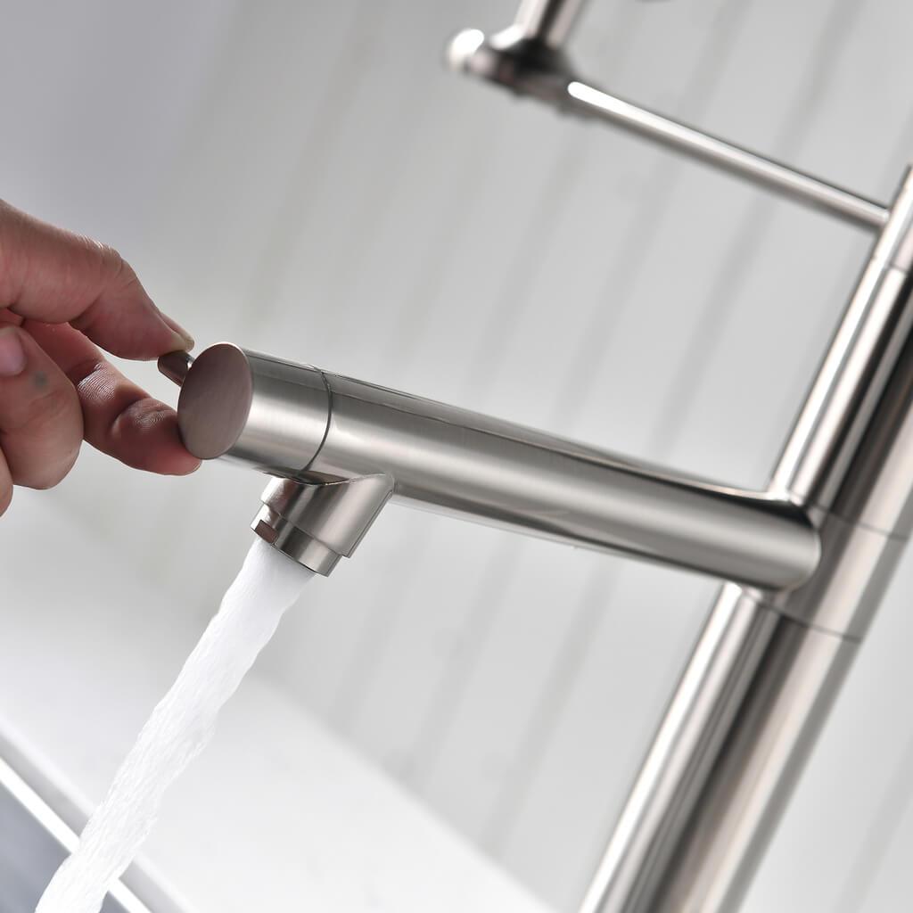 Kitchen Faucet - Klempner Professional Pull Down Spray Dual Handle Swivel Spout Kitchen Faucet - Brushed Nickel - Signature Faucets #color_brushed nickel