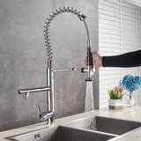 Kitchen Faucet - Klempner Professional Pull Down Spray Dual Handle Swivel Spout Kitchen Faucet - Brushed Nickel - Signature Faucets