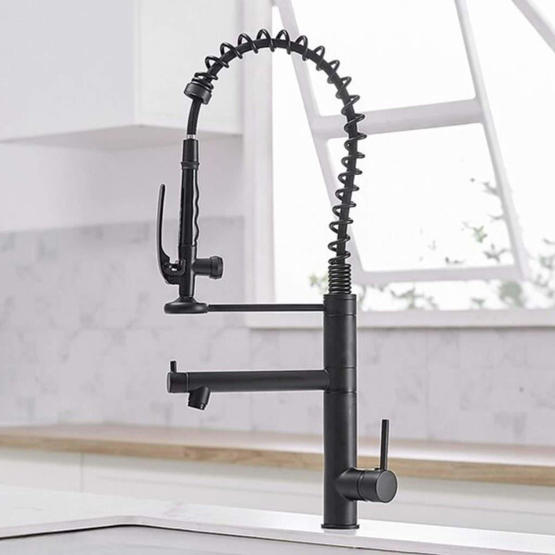 Kitchen Faucet - Klempner Professional Pull Down Spray Dual Handle Swivel Spout Kitchen Faucet - Matte Black - Signature Faucets
