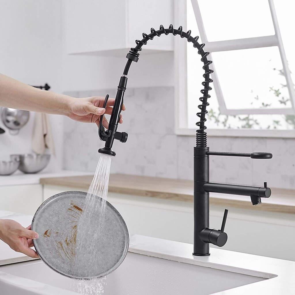 Kitchen Faucet - Klempner Professional Pull Down Spray Dual Handle Swivel Spout Kitchen Faucet - Matte Black - Signature Faucets #color_matte black