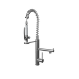 3D model of Klempner professional pull down spray dual handle swivel spout kitchen faucet in Brushed Nickel finish, lead-free stainless steel. #color_brushed nickel