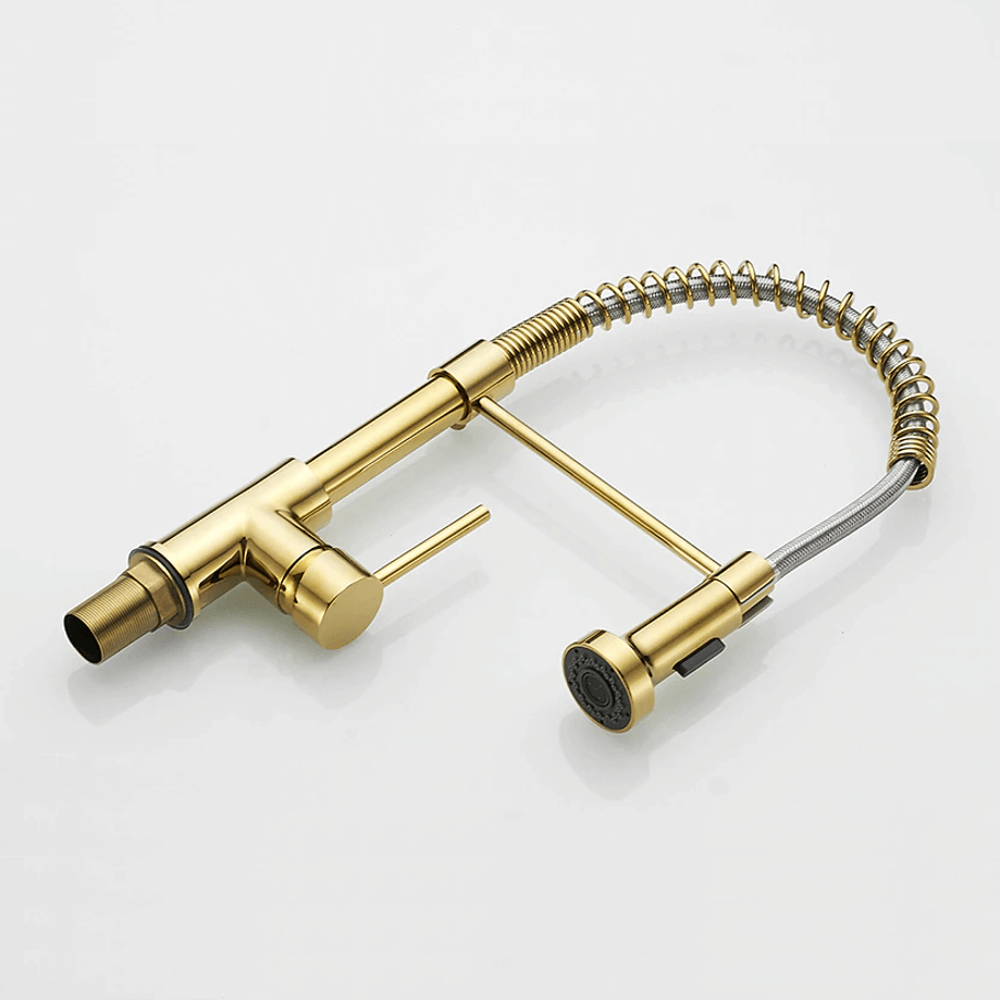 Kitchen Faucet - Spiro Single-Hole Kitchen Faucet with Pull-Down Spring Spout - undefined - Signature Faucets #color_gold