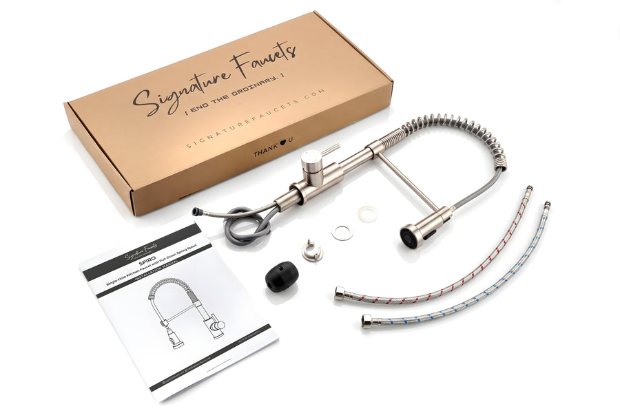 Spiro Single-Hole Kitchen Faucet with Pull-Down Spring Spout — what's included in the box