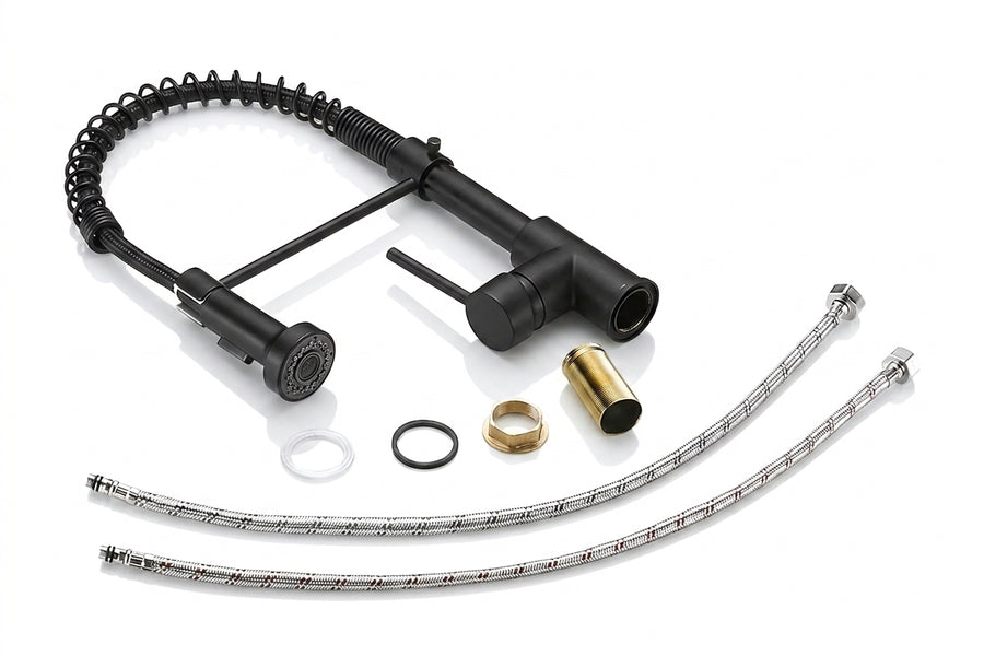 Spiro Single-Hole Kitchen Faucet with Pull-Down Spring Spout — what's included in the box