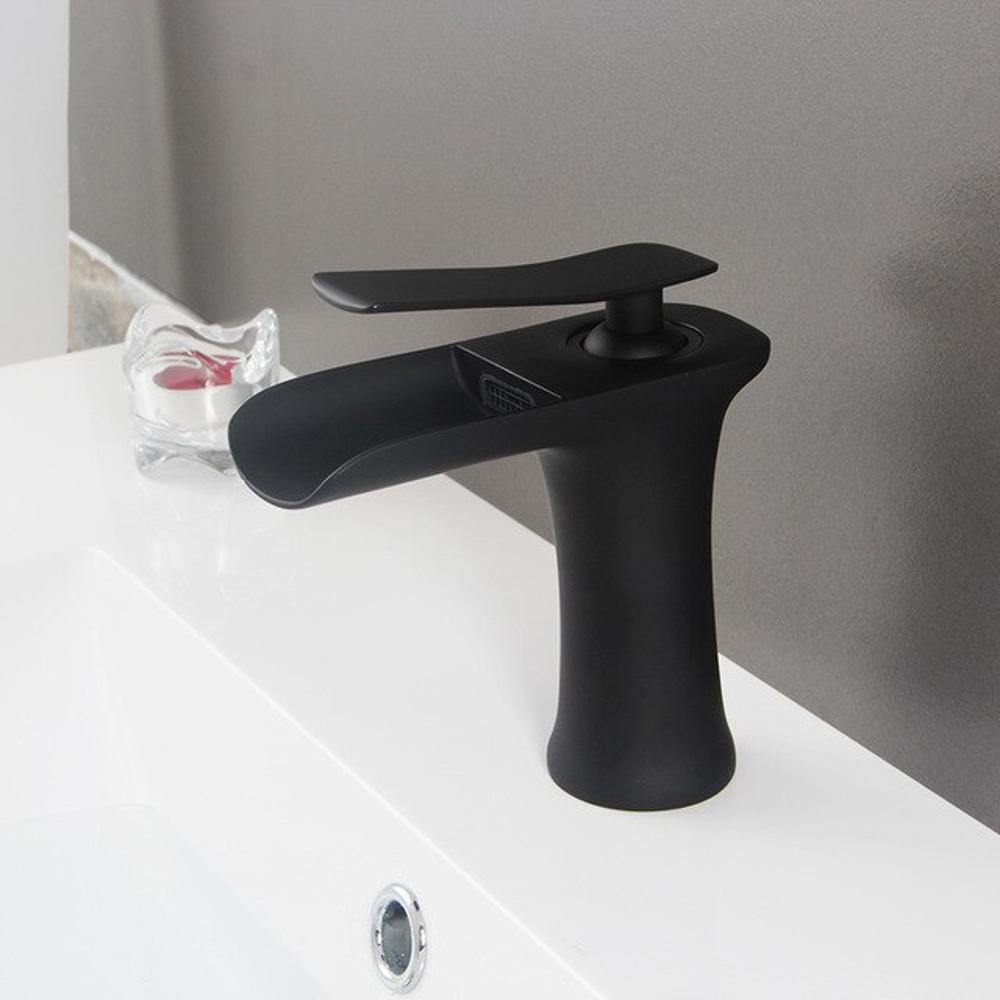 Bathroom Sink Faucet - Helfer Waterfall Basin Bathroom Sink Faucet Single handle - undefined - Signature Faucets