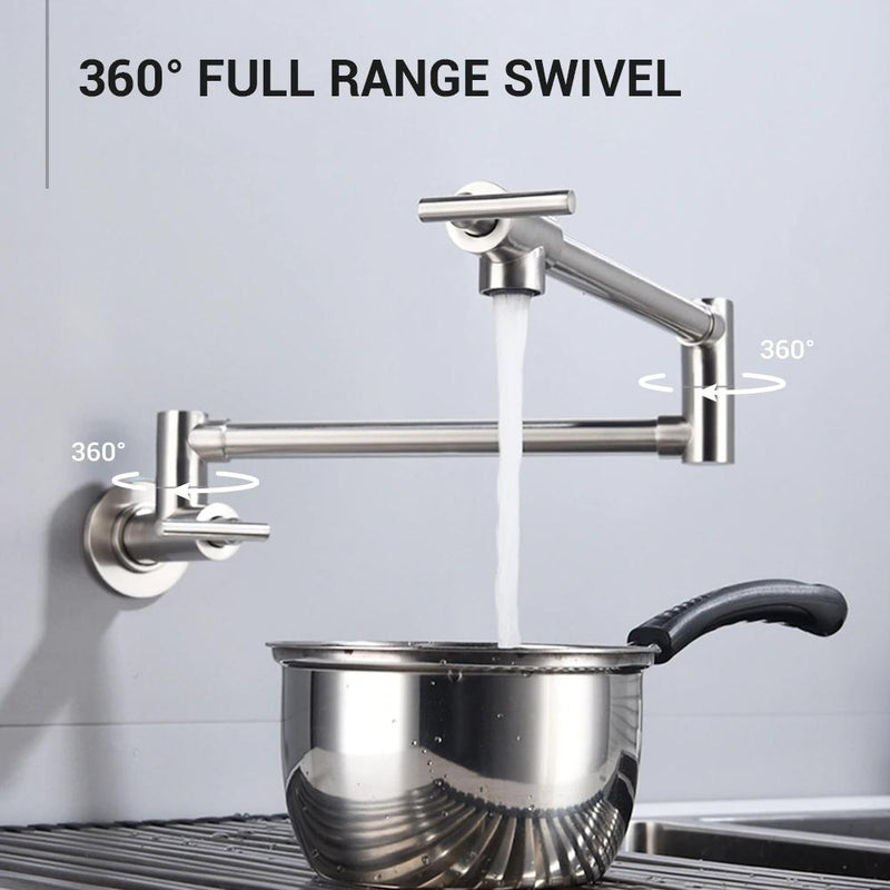 Gertner Pot Filler Faucet Wall Mount Double Joint Spout Swing Arm Single  Hole Two Handle Kitchen Stove Faucet