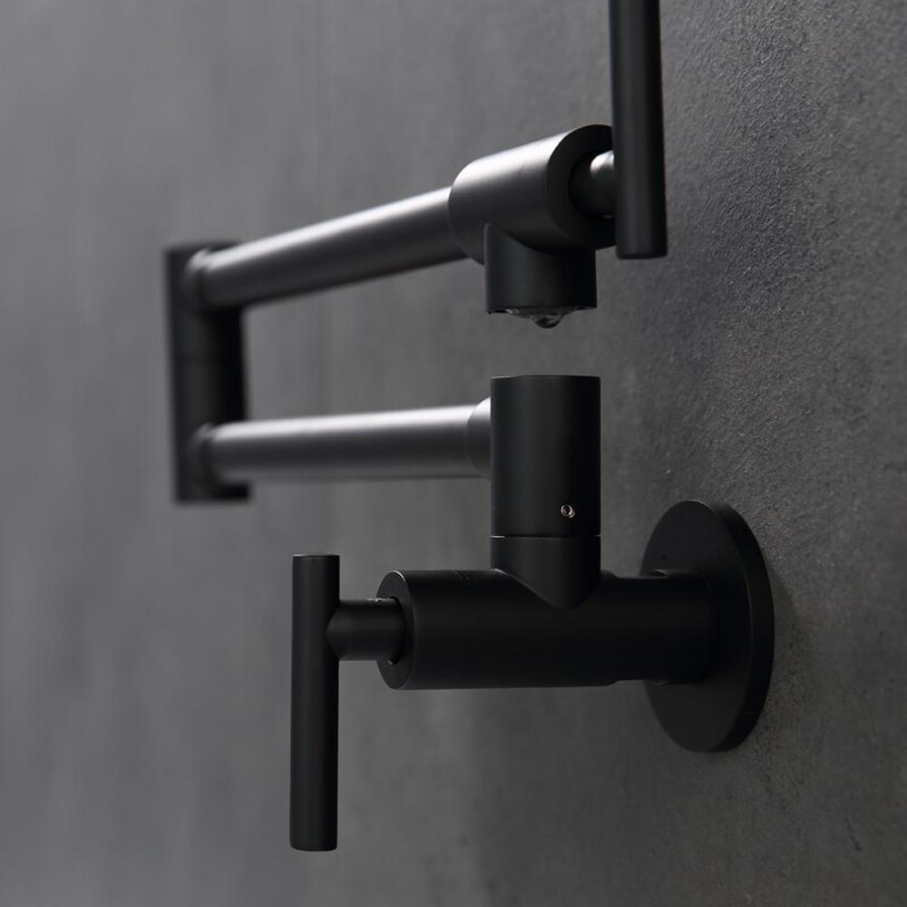 Kitchen Faucet - Gertner Pot Filler Faucet Wall Mount Double Joint Spout Swing Arm Single Hole Two Handle Kitchen Stove Faucet - undefined - Signature Faucets