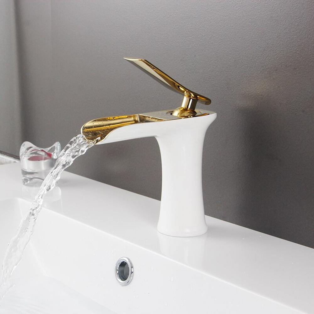 Bathroom Sink Faucet - Helfer Waterfall Basin Bathroom Sink Faucet Single handle - undefined - Signature Faucets