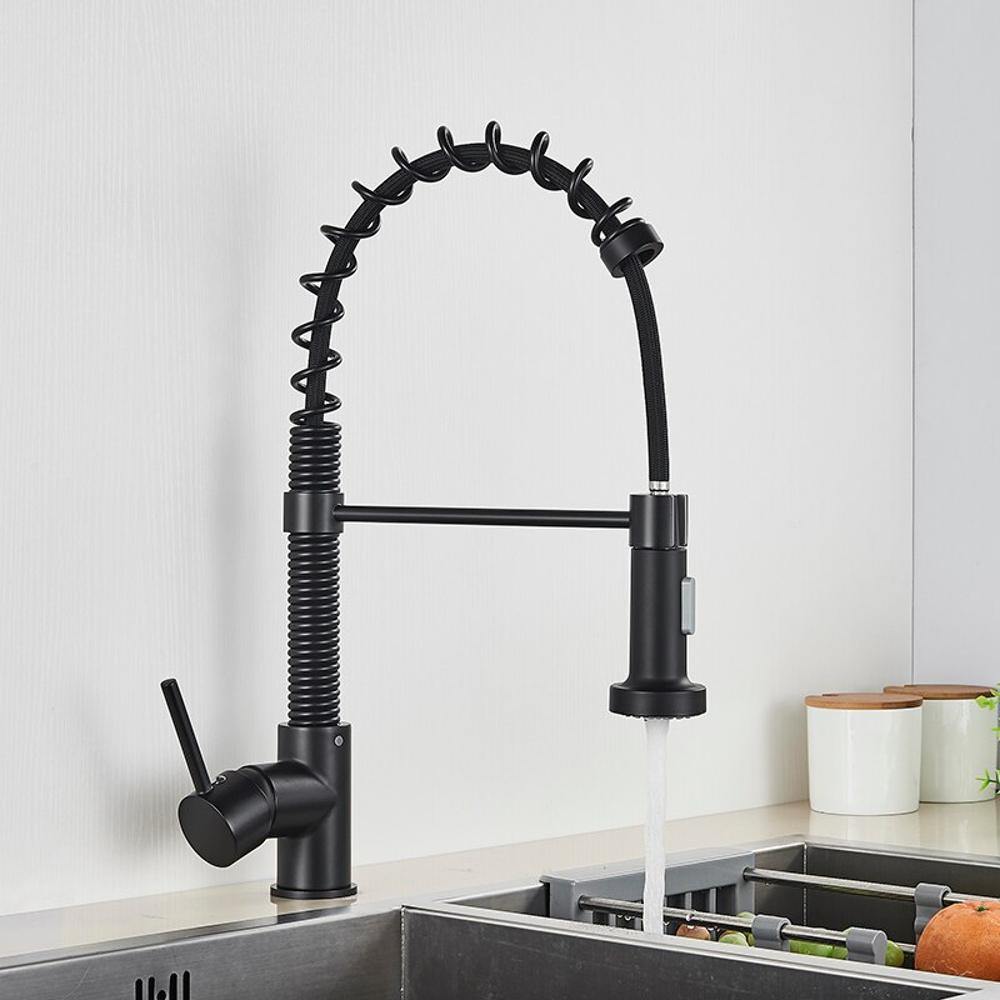 Kitchen Faucet - Spiro v2.0 Single-Hole Kitchen Faucet with Pull-Down Spring Spout - undefined - Signature Faucets #color_matte black
