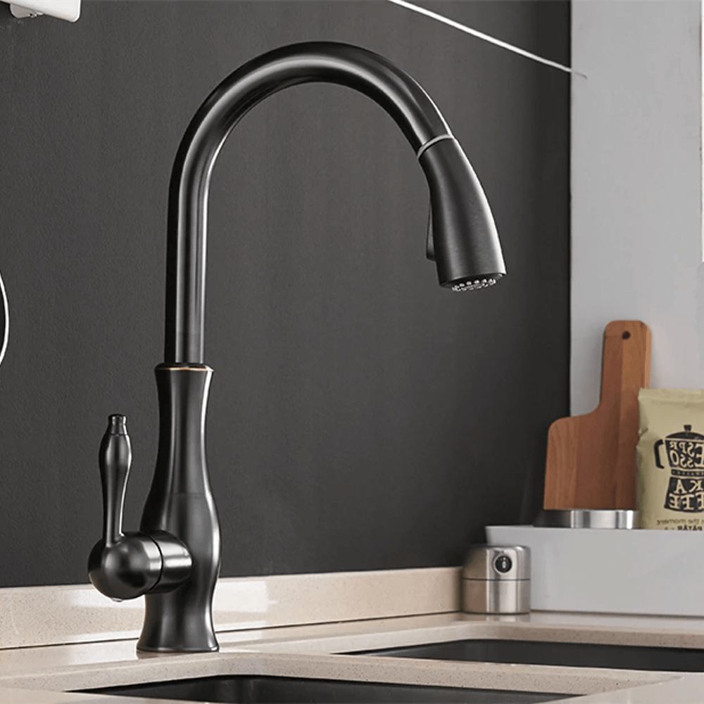 Kitchen Faucet - Victorian Single-Hole Kitchen Faucet With Pull Out Spout - undefined - Signature Faucets #color_matte black