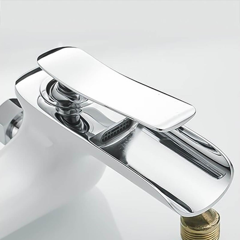 Bathtub Filler Faucet - Helfer Waterfall Bathtub Filler Faucet Wall Mounted with Hand Shower Solid Brass - undefined - Signature Faucets