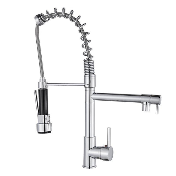 Kitchen Faucet - Spiro Single-Hole Dual Handle Kitchen Faucet with Pull-Down Spring Spout - undefined - Signature Faucets