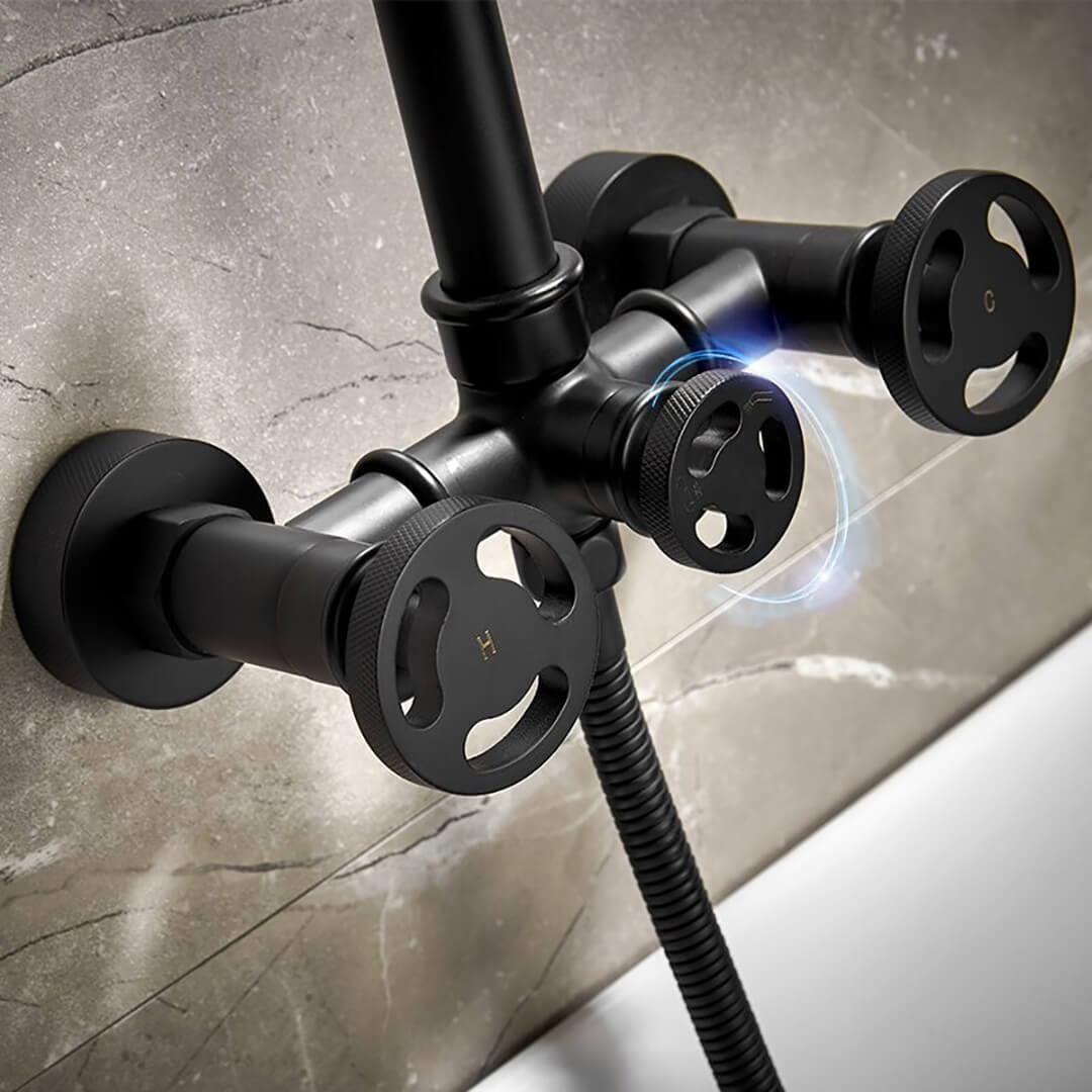 Bathtub Filler Faucet - Imdorf Industrial Style Bathtub Filler Faucet Wall Mounted with Hand Shower Solid Brass - undefined - Signature Faucets