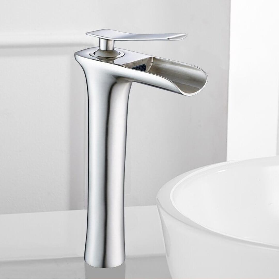 Bathroom Sink Faucet - Helfer Waterfall Basin Bathroom Sink Faucet Single handle - undefined - Signature Faucets