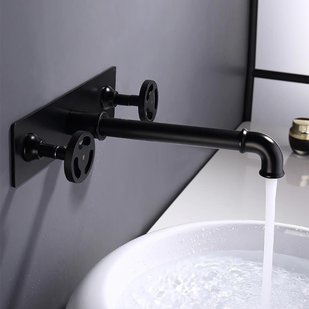 Imdorf Wall Mounted Industrial Style Bathroom Sink Faucet Dual Handles ...